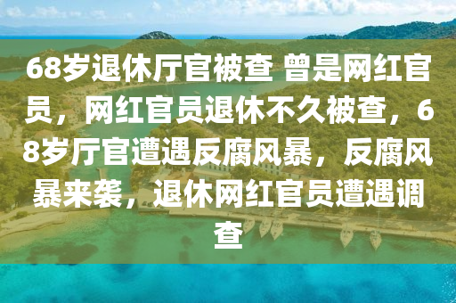 68岁退休厅官被查 曾是网红官员，网红官员退休不久被查，68岁厅官遭遇反腐风暴，反腐风暴来袭，退休网红官员遭遇调查