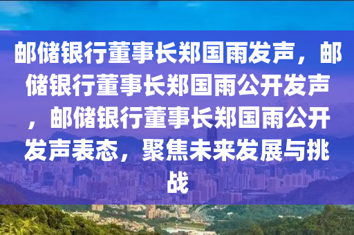 邮储银行董事长郑国雨发声，邮储银行董事长郑国雨公开发声，邮储银行董事长郑国雨公开发声表态，聚焦未来发展与挑战今晚必出三肖2025_2025新澳门精准免费提供·精确判断