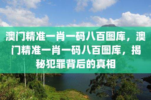 澳门精准一肖一码八百图库，澳门精准一肖一码八百图库，揭秘犯罪背后的真相今晚必出三肖2025_2025新澳门精准免费提供·精确判断
